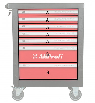 Dílenský vozík prázdný 685 x 455 x 975 mm, 7 zásuvek - H14019P