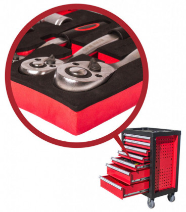 Dílenský vozík prázdný 685 x 455 x 975 mm, 7 zásuvek - H14019P