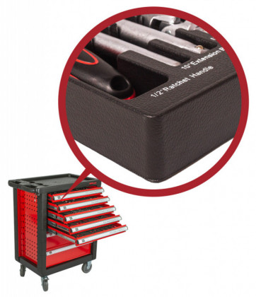 Dílenský vozík prázdný 685 x 455 x 975 mm, 7 zásuvek - H14019P