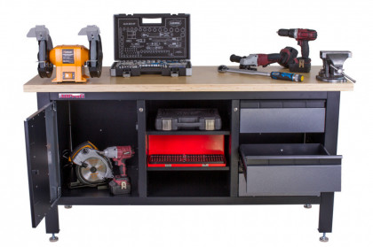 Dílenský ponk s masivní dřevěnou pracovní deskou - TSK7513-LS