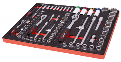 Gola sada v pěnové výplni do dílenského vozíku, 74 dílů - AH12399