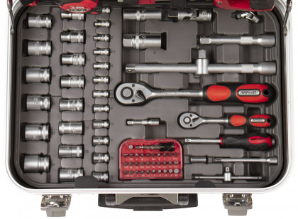 Profesionální sada nářadí v pojízdném kufru s gola sadou 1/2" a 1/4", 135 dílů - AH803132