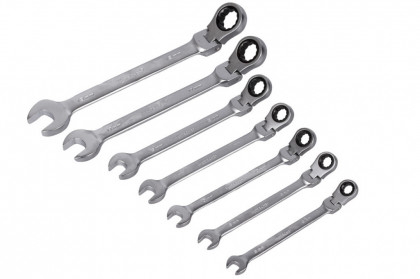 Sada ráčnových očkoplochých flexibilních klíčů 7 ks, 8 - 19 mm - HT192504