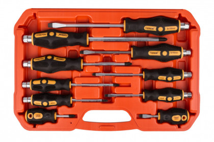 Sada úderových šroubováků 10 ks, magnetické hroty - HT241110