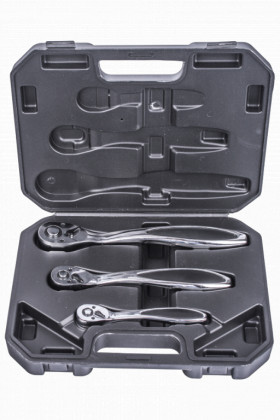 Ráčny s chromovou úpravou 3 ks, sada v plastovém kufru - AH13027