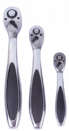 Ráčny s chromovou úpravou 3 ks, sada v plastovém kufru - AH13027