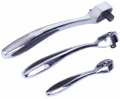 Ráčny s chromovou úpravou 3 ks, sada v plastovém kufru - AH13027