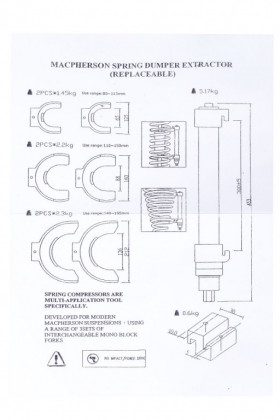 Stahovák pružin MacPherson s vyměnitelnými čelistmi - AH042001