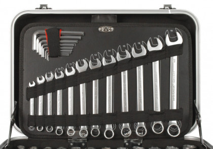 Sada nářadí v kufru s golou 1/2" a 1/4", 105 dílů - AH803105