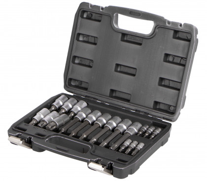 Hlavice s bity TORX 18 ks 1/2" a 1/4" v kovovém boxu - AH121801