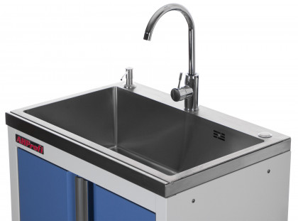 Celokovová dílenská skříňka PROFI BLUE s nerezovým dřezem - MTGC1300C