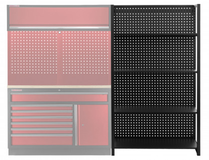 Kovový regál s děrovanou deskou, 1200 x 458 x 2000 mm - TJA1200