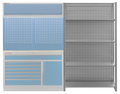 Kovový regál s děrovanou deskou, 1200 x 458 x 2000 mm - MTJA1200