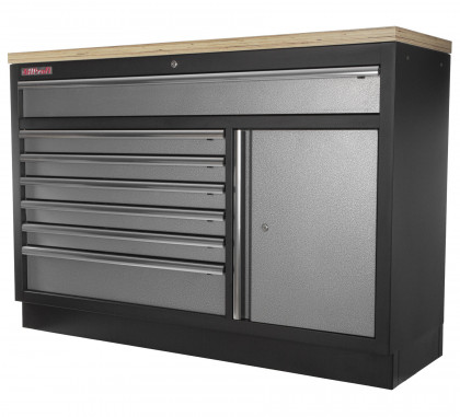 Celokovová široká dílenská skříňka PROFI, 7 zásuvek, skříňka - TGC1371