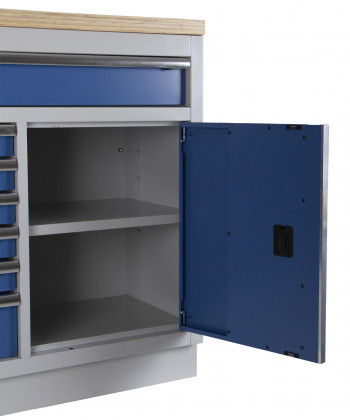 Celokovová široká dílenská skříňka PROFI BLUE, 7 zásuvek, skříňka - MTGC1371