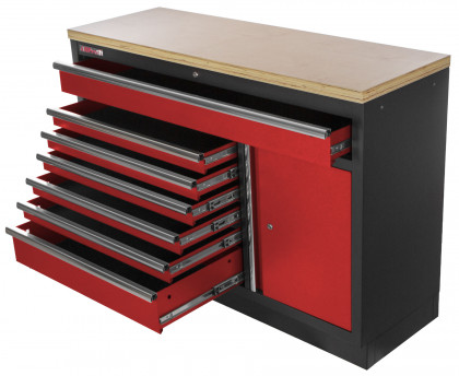 Celokovová široká dílenská skříňka PROFI RED, 7 zásuvek, skříňka - RTGC1371