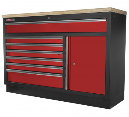 Celokovová široká dílenská skříňka PROFI RED, 7 zásuvek, skříňka - RTGC1371