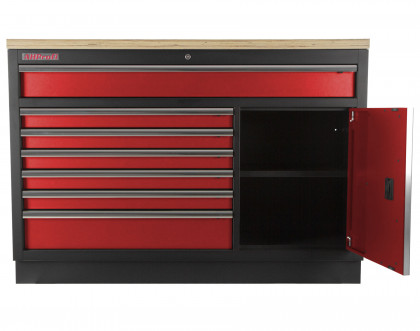 Celokovová široká dílenská skříňka PROFI RED, 7 zásuvek, skříňka - RTGC1371
