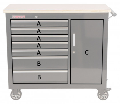 Pojízdný pracovní stůl / skříňka na nářadí s pracovní deskou - TBR-L4407E-B