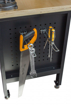 Dílenský ponk s dřevěnou pracovní deskou, 3 zásuvky, 2 skříňky - TSK7523-LS