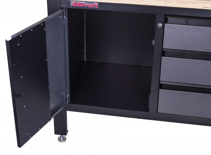 Dílenský ponk s dřevěnou pracovní deskou, 3 zásuvky, 2 skříňky - TSK7523-LS