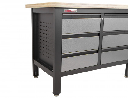 Dílenský ponk s dřevěnou pracovní deskou, 6 zásuvek - TSK5406-LS