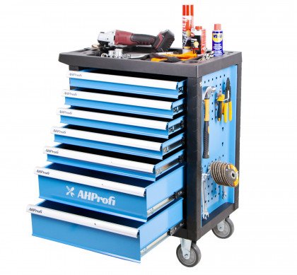 Dílenský vozík Economy, prázdný, 7 zásuvek - AH12272AP