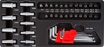 Sada nářadí do dílenského vozíku, 15 výplní, 245 ks - H14019D-set