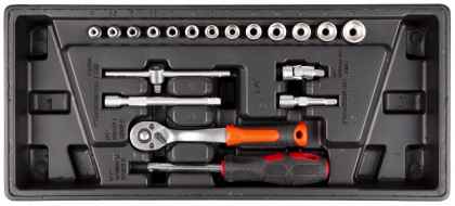 Sada nářadí do dílenského vozíku, 15 výplní, 245 ks - H14019D-set