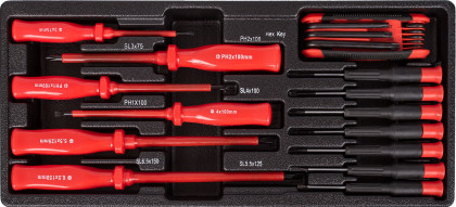 Sada nářadí do dílenského vozíku, 15 výplní, 245 ks - H14019D-set