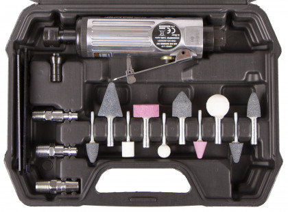 Pneumatická přímá bruska, 1/4", sada 16 ks - HTA830301