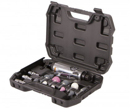 Pneumatická přímá bruska, 1/4", sada 16 ks - HTA830301