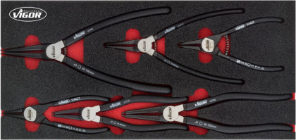 Kleště na pojistné kroužky ve vložce do dílenského vozíku, 6ks VIGOR - V4999