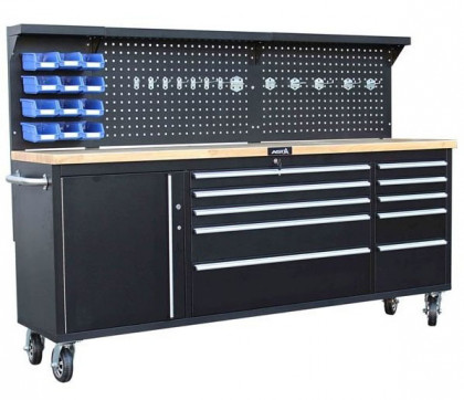 Pojízdný pracovní stůl s děrovanou deskou, 10 zásuvek - ATRUCK