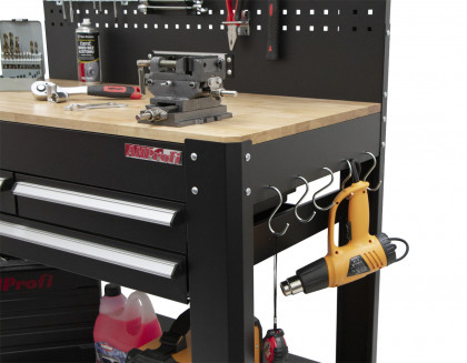 Pracovní stůl s děrovanou deskou, 3 zásuvky - TSA4524G