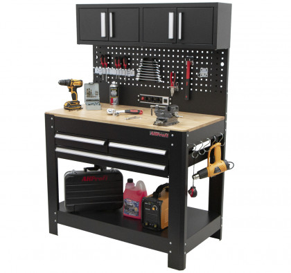 Pracovní stůl s děrovanou deskou, 3 zásuvky - TSA4524G