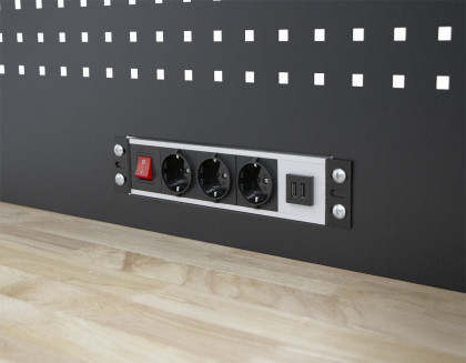 Pracovní stůl s děrovanou deskou, 3 zásuvky - TSA4524G