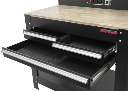 Pracovní stůl s děrovanou deskou, 3 zásuvky - TSA4524G