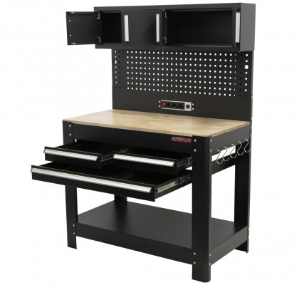 Pracovní stůl s děrovanou deskou, 3 zásuvky - TSA4524G