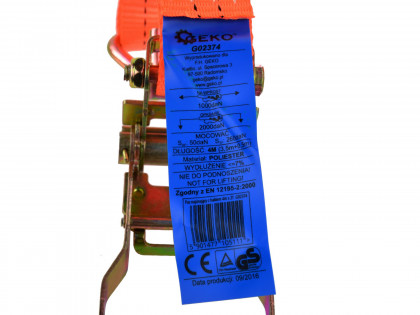 Upínací popruh s háky, 2 t, 4 m - G02374