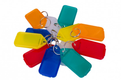 Vícebarevné CLICK plastové visačky na klíče - velké 50ks - 434090190