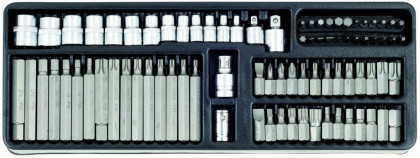 Bity a nástrčné klíče ve výplni do dílenského vozíku, 83 dílů - LIACK384003