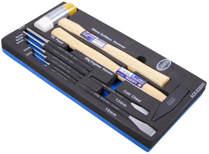 Sada kladiv a vyrážečů 10 ks ve výplni dílenského vozíku - LIACKE38303