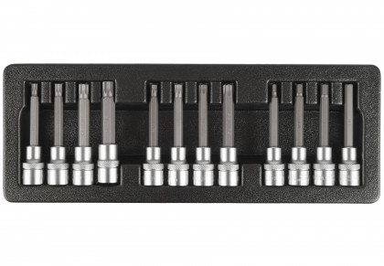 Hlavice s bity 1/2", 12 ks ve výplni dílenského vozíku - LIACK384016