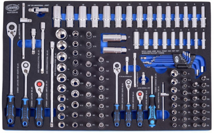 Gola sada 1/4" a 3/8" 121 ks ve výplni dílenského vozíku - LIACKE38102