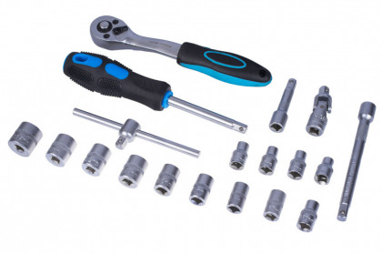 Gola sada 1/4" ve výplni do dílenského vozíku, 19 dílů - VV019GS01