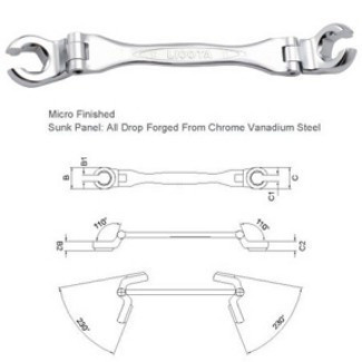 Oboustranný otevřený stranový klíč - 13 x 14 mm - LIAWT1314