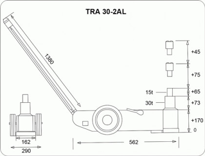 Pneumatický zvedák 30t/15t (BR30-2AL) - TRA30-2AL