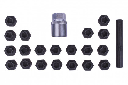 Sada 22 ks klíčů na kola s bezpečnostním profilem - TJ1322