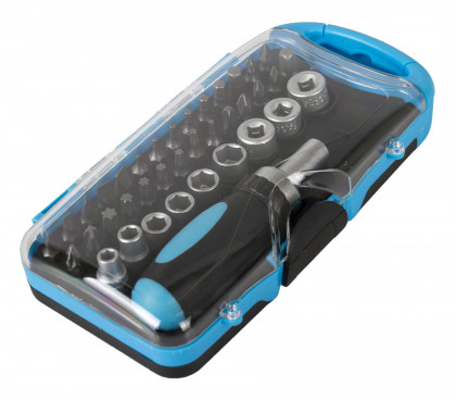 Sada bitů s ráčnovým šroubovákem, 38 ks - AH143802